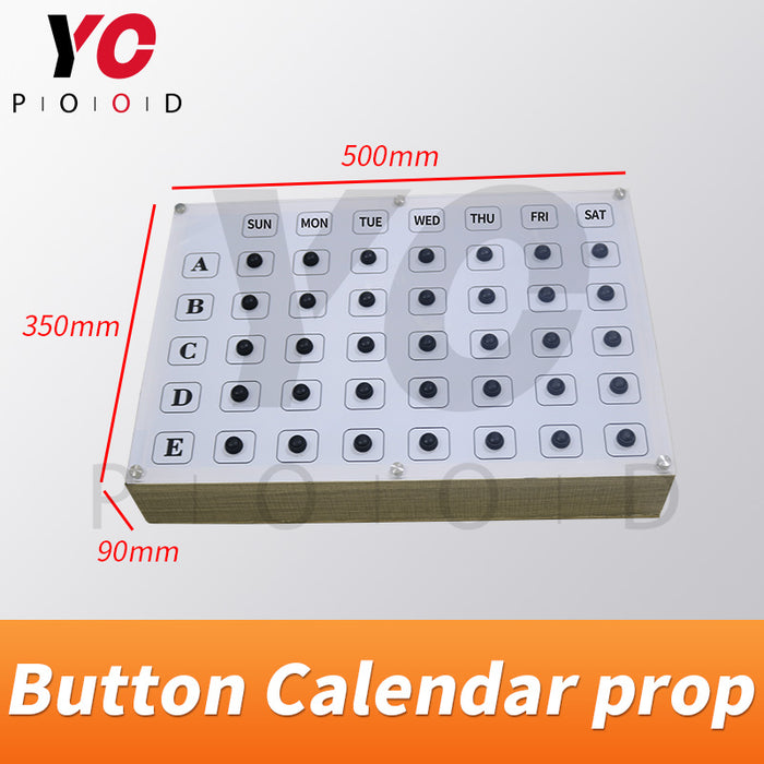 Escape room button calendar prop pressing button in correct order to open maglock
