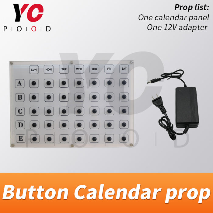 Escape room button calendar prop pressing button in correct order to open maglock