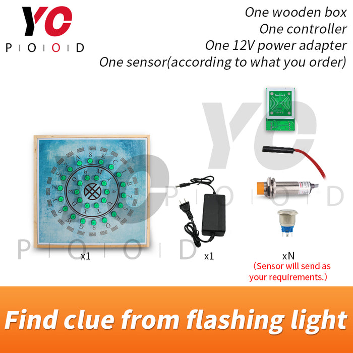 Find clues from flashing light escape room props