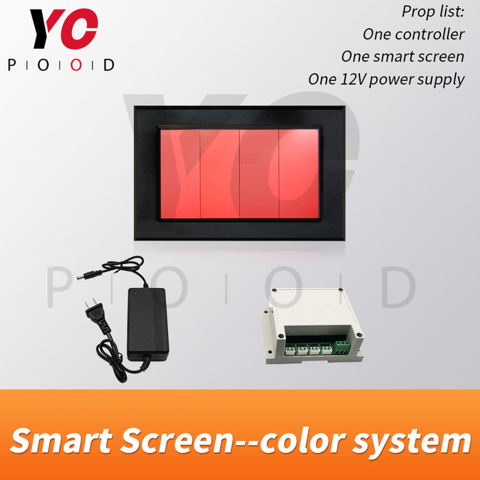 Smart screen-color system escape room props