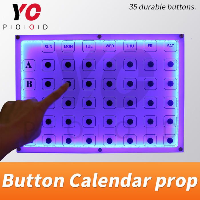 Escape room button calendar prop pressing button in correct order to open maglock