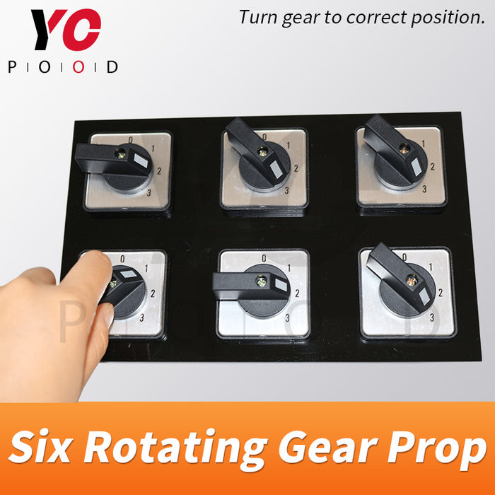 Live-action escape room rotating gear prop turn each gears to specified number to open lock